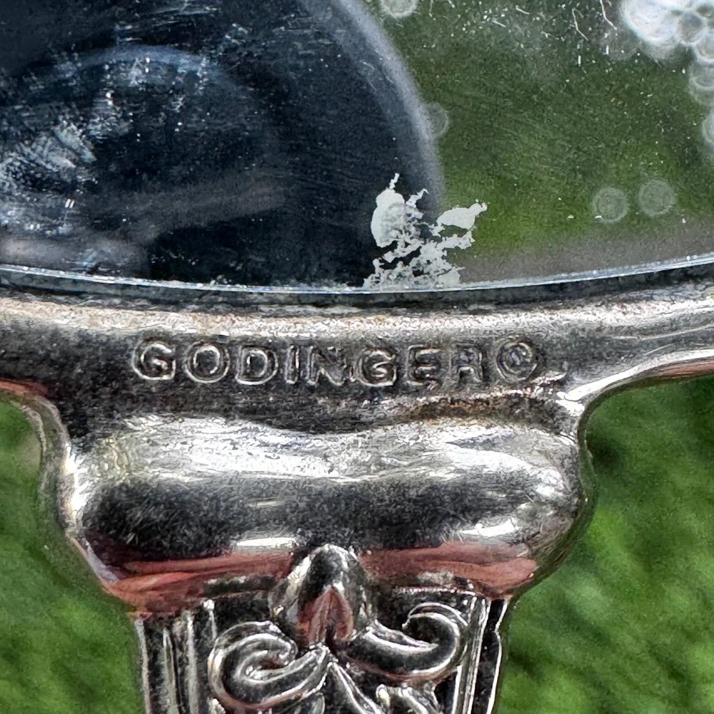 Godinger Silver Plated Hand Vanity Mirror‎ w/ Red Jewels Vintage Decor
